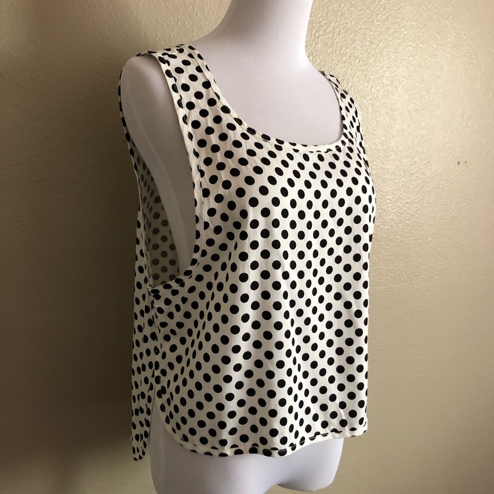 NWT Kiwi Tucker Black & White Polka Dot Tank Top